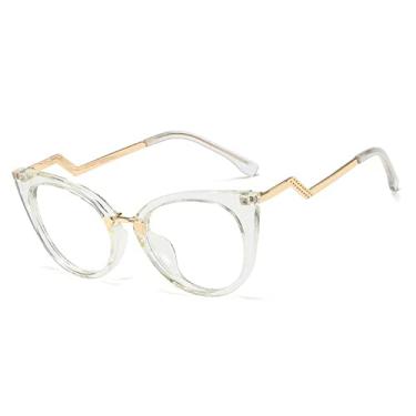 Imagem de Armações de óculos de olho de gato fashion para mulheres óculos de bloqueio lentes transparentes grandes óculos femininos uv400,6, china