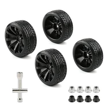Imagem de Rchobbytop 4pcs 1/10 RC Drift Wheels 12mm Hex Drift Wheels and Tires for HSP Redcat HPI Tamiya 3RACING Kyosho Traxxas Wltoys MST Exceed RC Drift Car, with 8pcs Flange Lock Nuts and Wrench