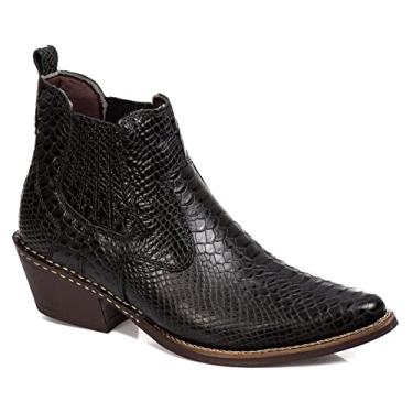 Imagem de Bota Masculina 777E Couro Bovino Estampa Cobra 042 KM pta37 Cor:Preto;Tamanho:37;Genero:Homem
