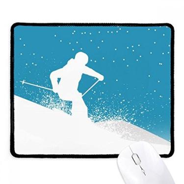 Imagem de Esqui esportivo com bastão de esqui, mouse pad com borda costurada, tapete de borracha para jogos