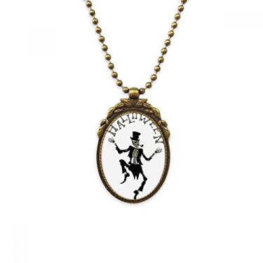 Imagem de DIYthinker Pingente de Halloween Ghost Fear Skull Colar Antigo Pingente Pingente de Miçanga Vintage