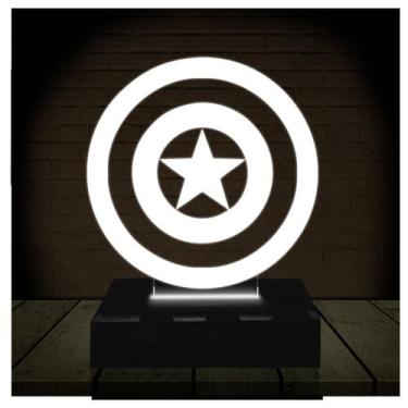 Imagem de Luminária Led 3D Capitão América Escudo Marvel Heroi Abajur - 3D Fanta
