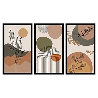 Imagem de Kit 3 Quadros Decorativos Grandes com MOLDURA Orgânico Floral Moderno Formas