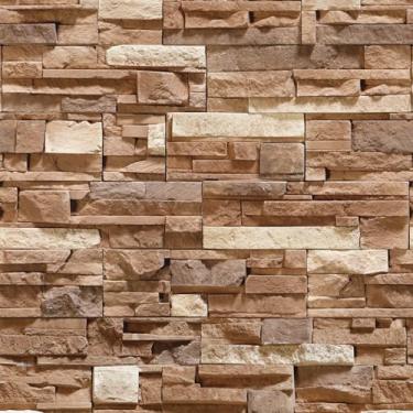 Imagem de Papel De Parede Adesivo Pedras Rústicas Tons De Marrom 12m