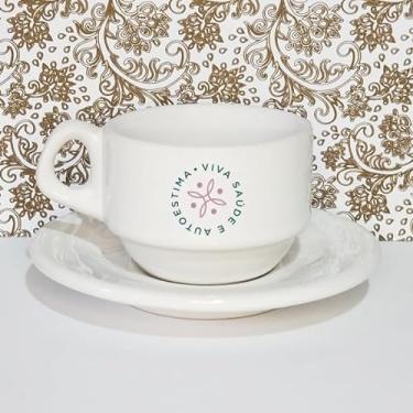 Imagem de 04 Xícaras Personalizadas para Café, Cafezinho com a Sua Logomarca + Pires (Capacidade 75 ml)