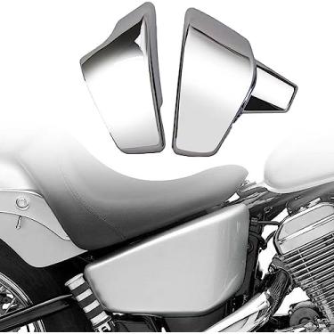 Imagem de Capa de proteção lateral de bateria prateada compatível com Honda Shadow VLX 600 VLX600 VT600C VT600CD Deluxe 99-2007