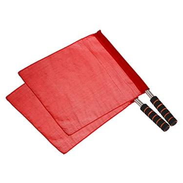 Imagem de PATIKIL Bandeira de árbitro, pacote com 2 alças de esponja de poste de aço inoxidável para futebol futebol pista e campo esportes linesman comando sinal de mão, vermelho