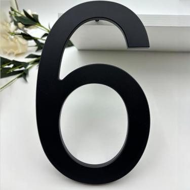 Imagem de BetLight Números de casa premium - Número de endereço residencial de alumínio de 20 cm de altura para montagem externa/flutuante/à prova de ferrugem e antidesbotamento/preto elegante/número 6