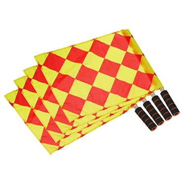 Imagem de PATIKIL Bandeira de árbitro, pacote com 4 alças de esponja de aço inoxidável para futebol, atletismo e campo esportes linesman, sinal de mão, xadrez de diamante