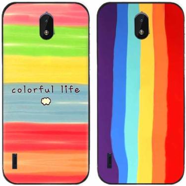 Imagem de 2 peças colorido vida arco-íris impresso TPU gel silicone capa de telefone traseira para Nokia todas as séries (Nokia C1 2ª edição)