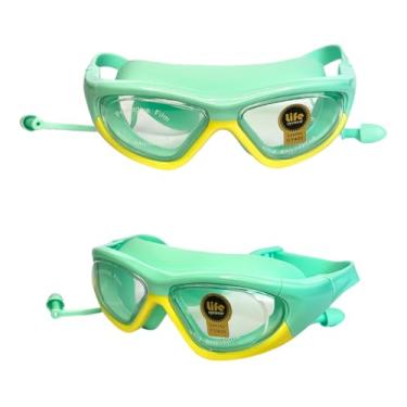 Imagem de Óculos de Natação Infantil Verde de Silicone com Protetor de Ouvido Auricular