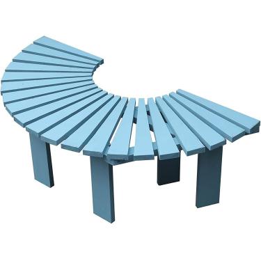 Imagem de Banco de jardim para pátio Banco de parque, banco de árvore semicircular em teca, banco sem encosto de madeira maciça, cadeira de assento circular de madeira para pátio, coleção externa de m