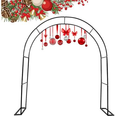 Imagem de Arco de jardim ao ar livre treliça rosa arco para plantas trepadeiras pérgula de metal resistente às intempéries decoração de casamento 1,4x2,3m 2,86x2,2m, preto, W350cm x 25cm x H220cm