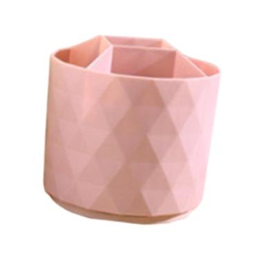 Imagem de MERIGLARE Organizador de maquiagem giratório 360°, organizador de mesa com porta-canetas, copo para pincéis de maquiagem para penteadeira de banheiro e quarto, Rosa