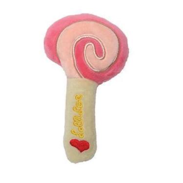 Imagem de Brinquedo Mordedor Para Pet De Pelúcia Pirulito Cães Gatos Com Apito (Rosa)