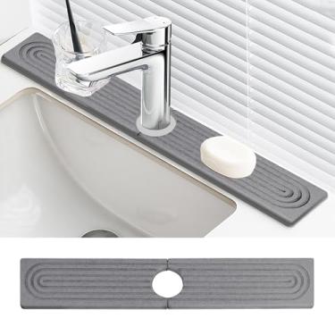 Imagem de Tapete de torneira para pia de cozinha diatomita bandeja de pia de pedra de secagem rápida tapete absorvente torneira protetor contra respingos para pia de cozinha e balcão de banheiro