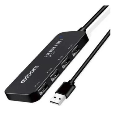 Imagem de Mini Hub Usb 2.0 4 Portas Slim 480mbps Preto - Exbom