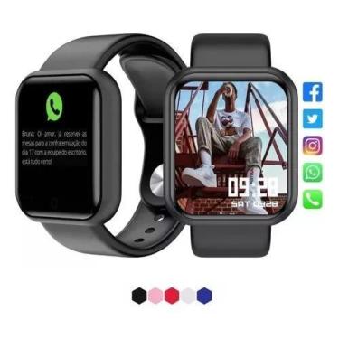 Imagem de Smartwatch D20 Rose Notifica Whats Redes Sociais - 01Smart, Preto