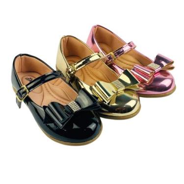 Imagem de Kit Com 3 Pares Sapatilha Infantil Menina Boneca Verniz Confortável SP