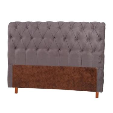 Imagem de Cabeceira Estofada Queen Lecce 164x128x24 Bom Pastor, Marrom Claro
