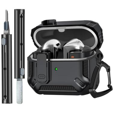 Imagem de Capa para Galaxy Buds3 Pro, capa com design de bloqueio seguro com kit de limpeza chaveiro compatível com Samsung Galaxy Buds3 Pro, abertura automática, recorte preciso, proteção total contra quedas