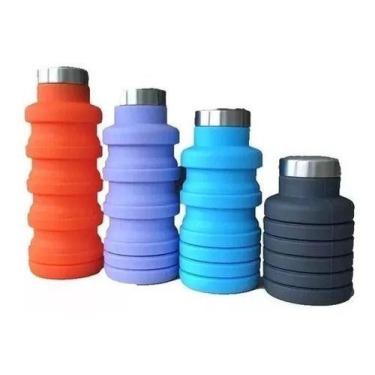 Imagem de Garrafa Silicone Retratil Dobrável 500 Ml Colorido - Não Informada, VE