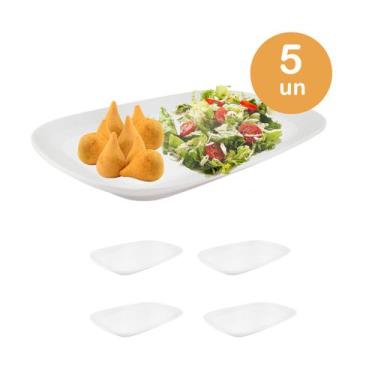 Imagem de 5un Travessa bandejas retangular melamina buffet branca M - unyhome