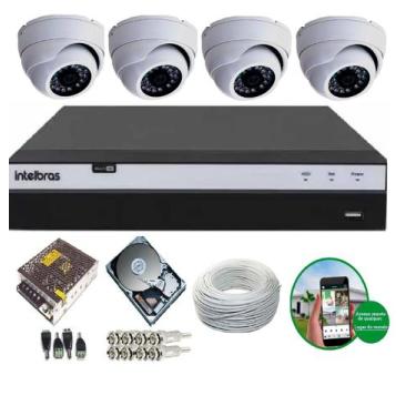 Imagem de Kit Cftv 4 Câmeras Segurança Hd Dvr Mhdx 3104 Intelbras Full hd C/Hd 1