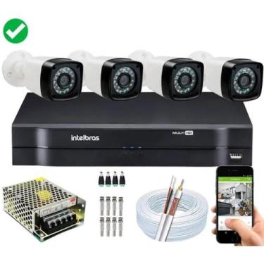 Imagem de Kit 4 Cameras Segurança 1080p Full Hd Dvr Intelbras 4 Canais