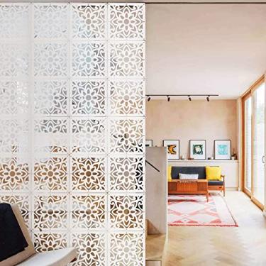 Imagem de ANMINY 48 peças divisória de sala de pendurar painéis decorativos de tela de parede grossa padrão de escultura floral design oco para quarto, sala de estar, sala de jantar, cozinha, escritório,