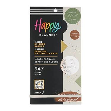 Imagem de Pacote de adesivos Happy Planner para calendários, diários e agendas, acessórios multicoloridos para scrapbook, tema floral humorado, tamanho clássico, 30 folhas, 947 adesivos no total