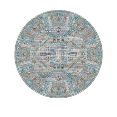 Imagem de HJZSZX Tapete redondo vintage, tapetes decorativos artísticos para sala de estar, tapetes laváveis e fáceis de limpar, sofá, quarto, tapete de brincar, YY008, E, diâmetro 120 cm