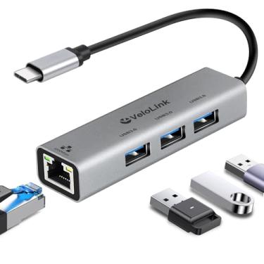 Imagem de Adaptador USB C para Ethernet, Gigabit Ethernet para USB HUB, Hub USB C com 3 USB A 3.1 e + rede RJ45 de 1000 Mbps para laptop, PC, MacBook Pro, iPad Pro, Dell XPS, Switch e mais