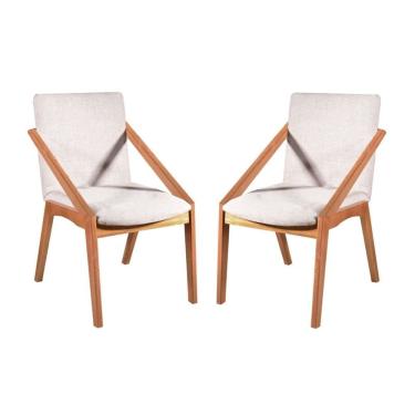 Imagem de Kit 2 Cadeiras Madeira Maciça Estofada com Braço - Lírio - Harmonia Salas