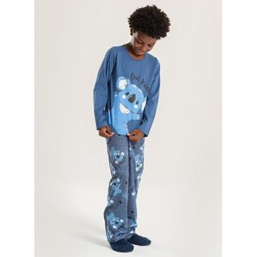 Imagem de Pijama Longo Infantil Menino Azul Blusa e Calça Coala Legal - Molekada