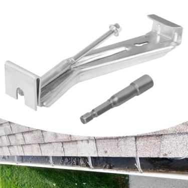 Imagem de Cabides de calha de 12,7 cm com parafuso pré-inserido resistente à ferrugem e broca sextavada de 1/10.2 cm, suportes de calha de alumínio para fixação de calhas de chuva flácidas - 20 peças