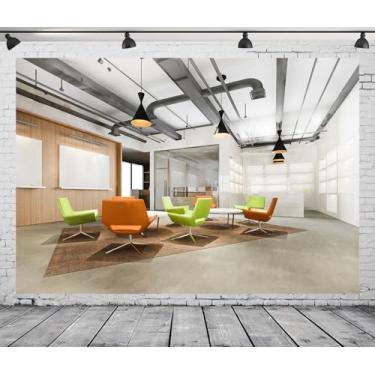 Imagem de DePhoto Pano de fundo moderno para escritório, 2,8 x 1,5 m, para videoconferência virtual, casa, escritório, fotografia ao vivo, vinil