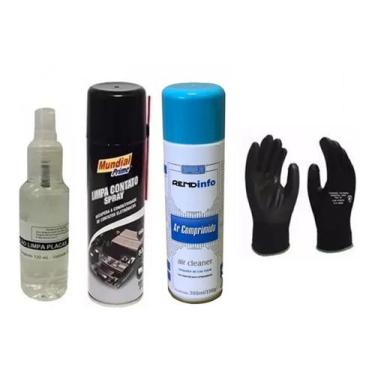Imagem de Kit Ar Comprimido Luvas Limpa Contato Limpa Placa Notebook  - Kit Limp