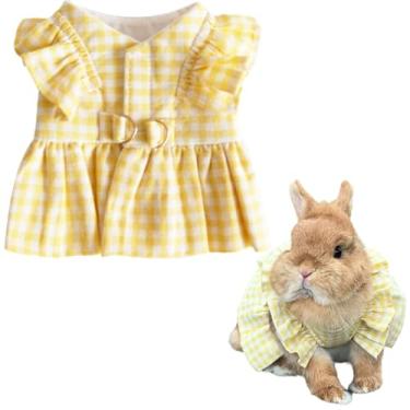 Imagem de Lindo vestido xadrez coelho coelho fofo animal pequeno porquinho-da-índia chinchila furão roupa para hamster furão rato porquinho da índia gato gatinho (versão de manga, P)