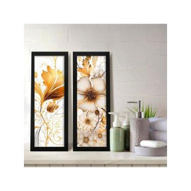 Imagem de Kit 2 Quadros Decorativos Banheiro Lavabo Flores Luxuosas - NoBrand, P