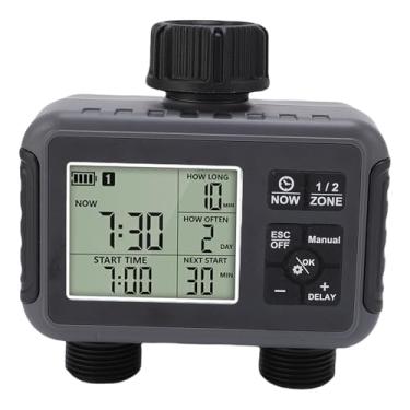 Imagem de Timer de água para Mangueira de Jardim, Timer de Sprinkler de 2 Zona Temporizadores de Irrigação Automática para Pátio de Jardim de Jardim de Jardim Externo, Exibição de LCD