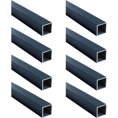 Imagem de Kwweeoo Tubo quadrado de alumínio cinza escuro 8 peças 25 mm x 25 mm x 740 mm espessura de parede 1 mm, pacote com 8 tubos quadrados de alumínio 2,5 cm 2,5 cm cor cinza escuro 1 x 2,5 x 0,1 x 74 cm