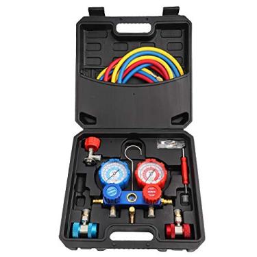 Imagem de Medidor Coletor de Ar Condicionado, R134a Com Mangueiras de Carregamento de 1,5 M, Medidores Duplos Grandes e Transparentes para Leitura de Dados, Arruelas de Vedação, Gancho