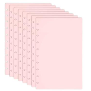 Imagem de PATIKIL Capa de caderno com 4 pares, tamanho médio, 18,4 cm x 24,2 cm, capa planejadora de disco PP para notebook arco, planejador feliz, produto de escritório, rosa claro