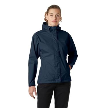Imagem de Jaqueta de chuva feminina Helly Hansen Seven J impermeável, à prova de vento e respirável com capuz, 598 Azul-marinho, GG