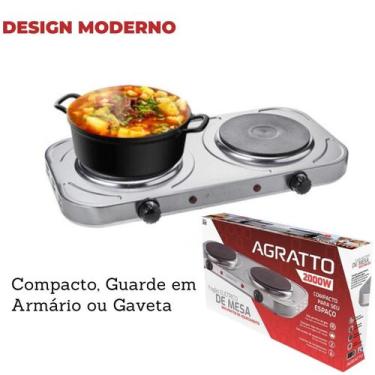 Imagem de Cooktop Elétrico Portátil Com Duas Bocas Design em Inox 127V - Agratto