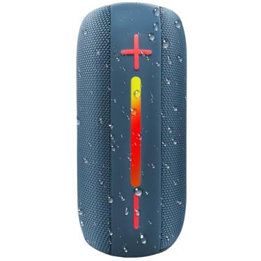 Imagem de FusionLink Caixa de som，Bluetooth sem fio caixa de som portátil， com luz RGB, estéreo de 20W, suporta 12H de reprodução, adequada para casa/festa/exterior/praia (azul)