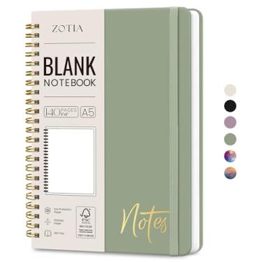 Imagem de Caderno em espiral em branco para mulheres ZOTIA, caderno A5 em branco para escrever, cadernos de capa dura para trabalho, anotações e material escolar de escritório, 140 páginas - verde