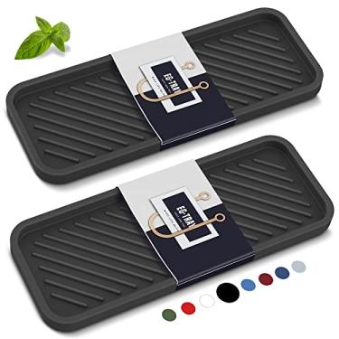 Imagem de EG-SIPRO Bandeja organizadora de pia de cozinha, suporte de esponja para pia de cozinha, banheiro, balcão, esponja, suporte de sabão de silicone para dispensador de sabonete, garrafa, acessórios de lavar louça (pacote com 2)