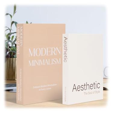 Imagem de WATINC Livros decorativos para decoração de casa - 2 caixas de armazenamento decorativas estéticas para estante, decoração moderna de livros falsos para sala de estar, escritório, quarto, manto